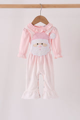 Pink santa claus dot applique ruffle 2pc set