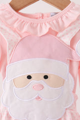 Pink santa claus dot applique ruffle 2pc set