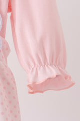 Pink santa claus dot applique ruffle 2pc set
