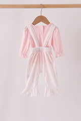 Pink santa claus dot applique ruffle 2pc set