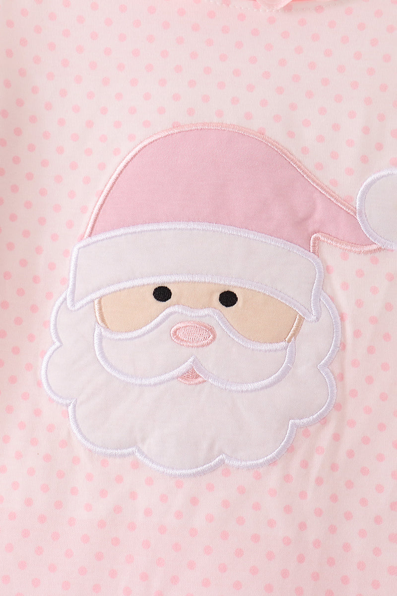 Pink santa claus dot applique 2pc set