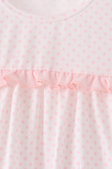 Pink santa claus dot applique ruffle pants set