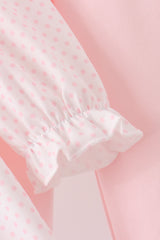 Pink santa claus dot applique ruffle pants set
