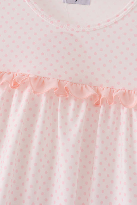 Pink santa claus dot applique ruffle dress