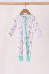 Airplane bamboo zipper romper