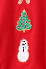 Red Gingerbread Tree Embroidery Bubble Set