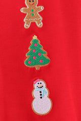 Red Gingerbread Tree Embroidery 2pc Set
