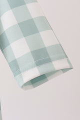 Sage Turkey Embroidery Gingham Ruffle Romper