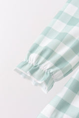 Sage Turkey Embroidery Gingham Ruffle Bloomer Set