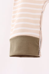 Olive turkey applique stripe romper