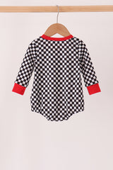 Black car embroidery checkered bubble