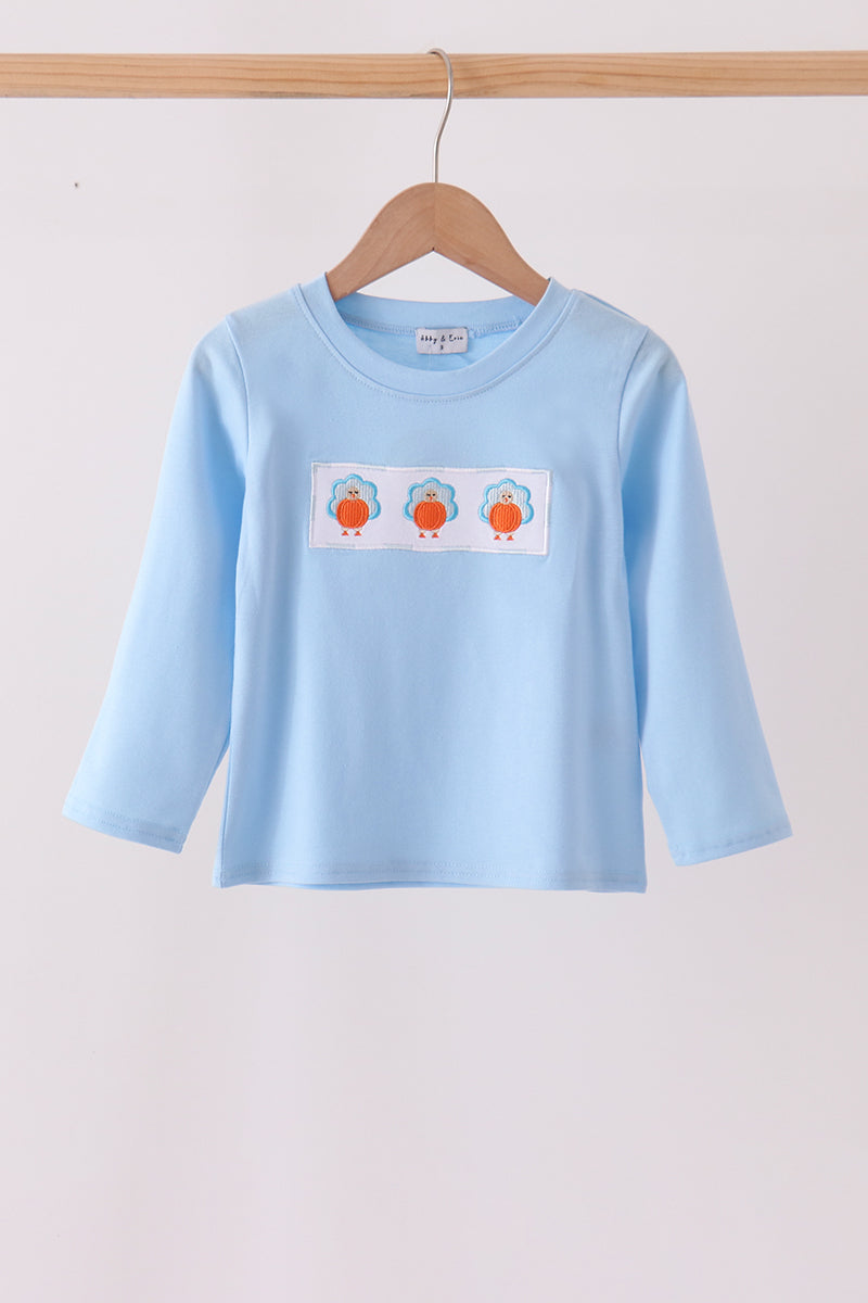Blue Turkey Embroidery Top