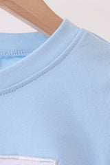 Blue Turkey Embroidery Top