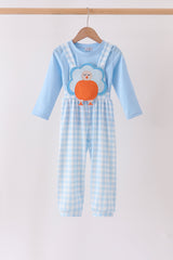 Blue Turkey Embroidery 2pc Jumpsuit Set