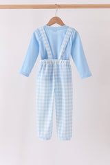 Blue Turkey Embroidery 2pc Jumpsuit Set