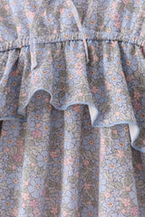 Blue Floral Ruffle Mom Dress