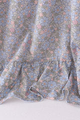 Blue Floral Ruffle Mom Dress
