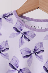 Purple Bow Zip Bamboo Pajama Set