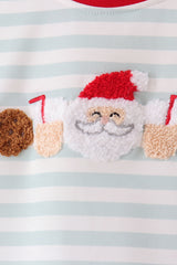Gray stripe santa french knot jogger set