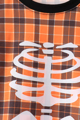 Orange skeleton plaid pants set