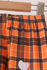 Orange skeleton plaid pants set