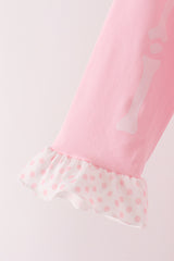 Pink skeleton print ruffle pants set