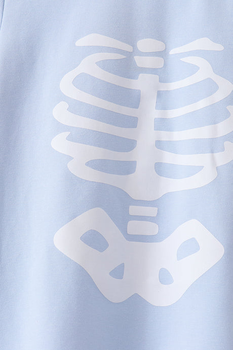 Blue skeleton print pants set