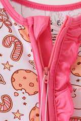 Pink milk cookie bamboo ruffle romper