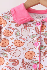 Pink milk cookie bamboo ruffle pajama set