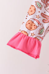 Pink milk cookie bamboo ruffle pajama set