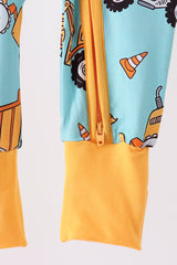 Construction Trucks Zip Bamboo Romper