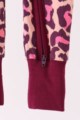 Pink leopard bamboo zipper romper