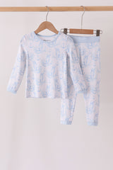 Blue dog bamboo pajama set
