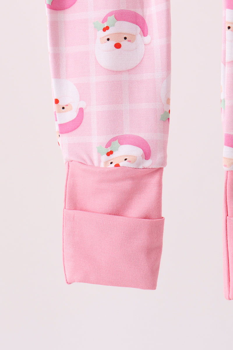 Pink Santa Zip Bamboo Romper
