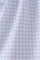Blue ghost embroidery gingham dress