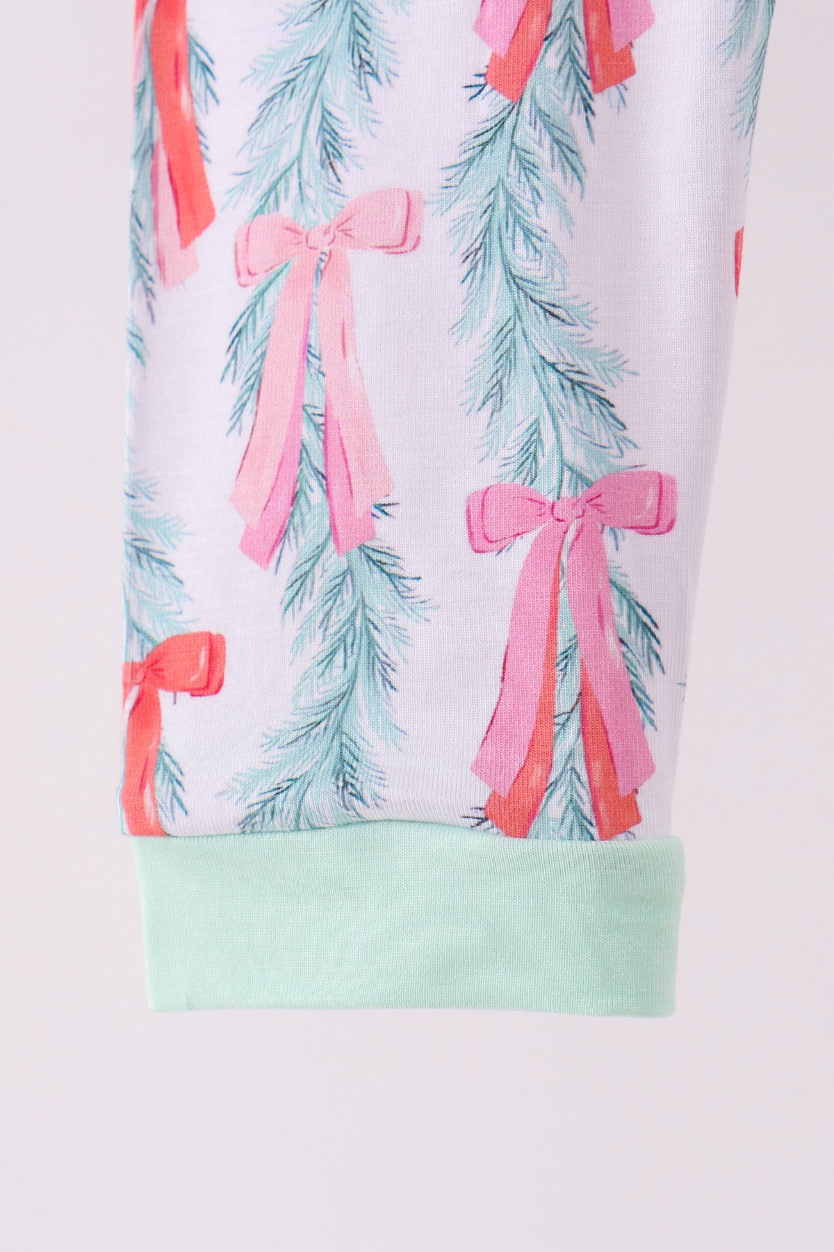 Green bow christmas tree bamboo pants set