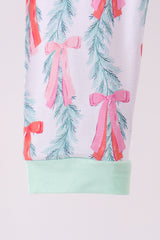 Green bow christmas tree bamboo pants set