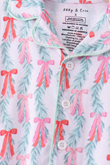 Green bow christmas tree bamboo pajama set