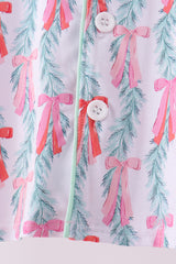 Green bow christmas tree bamboo pajama set