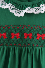 Forest bow smocked ruffle dress