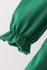 Forest bow smocked ruffle dress