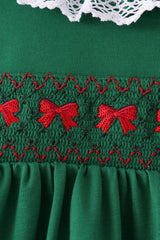 Forest bow smocked ruffle bloomer set