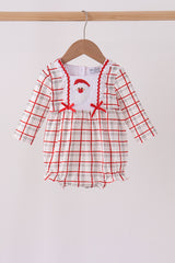 Red Plaid Santa Smocked Bow Bubble