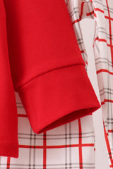 Red Santa Applique Plaid Pants Set