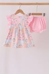 Pink pumpkin ruffle bloomer set