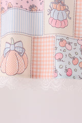 Pink pumpkin ruffle shorts set
