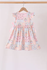 Pink pumpkin print ruffle dress