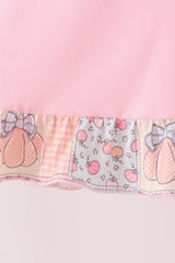 Pink pumpkin embroidery ruffle dress