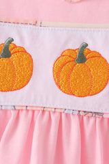 Pink pumpkin embroidery ruffle pants set