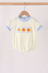 Yellow stripe pumpkin embroidery bubble